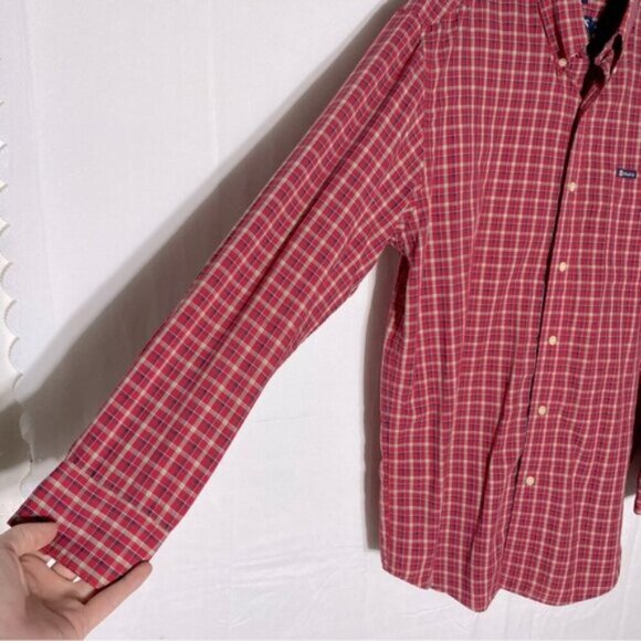 Chaps Easy Care Red Tan Plaid Long Sleeve Casual Button Up Shirt M - Picture 9 of 12
